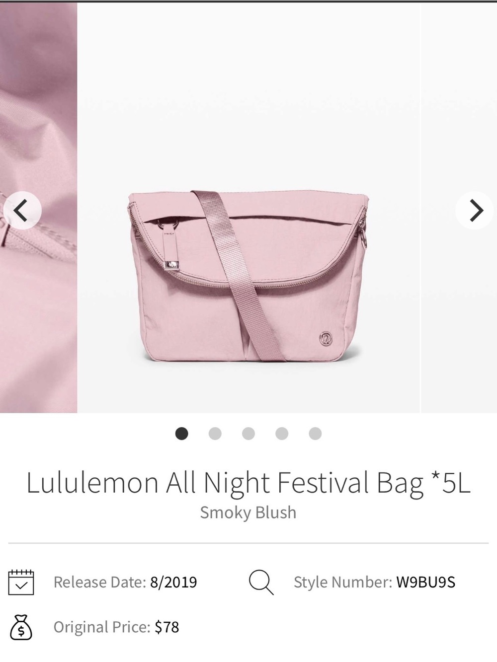 Lululemon All Night Festival Bag *5L - Smoky Blush - Picture 16 of 16